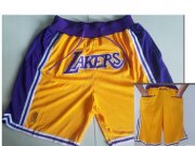 Wholesale Cheap Los Angeles Lakers Yellow Nike NBA Throwback Shorts