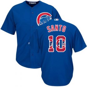 Wholesale Cheap Cubs #10 Ron Santo Blue Team Logo Fashion Stitched MLB Jersey