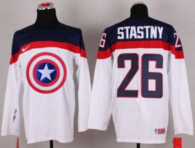 Wholesale Cheap Olympic Team USA #26 Paul Stastny White Captain America Fashion Stitched NHL Jersey