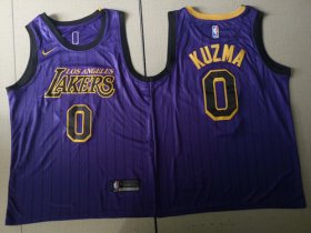 Wholesale Cheap Men\'s Los Angeles Lakers 0 Kyle Kuzma Nike Purple 2018-2019 Swingman City Edition Jersey