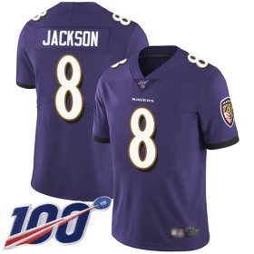Wholesale Cheap Nike Ravens #8 Lamar Jackson Purple Team Color Men\'s Stitched NFL 100th Season Vapor Limited Jersey