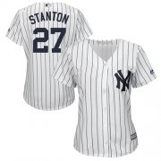 Wholesale Cheap Yankees #27 Giancarlo Stanton White Strip Home Women's Stitched MLB Jersey