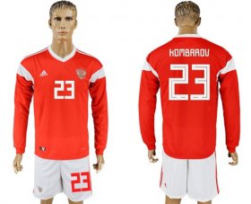 Wholesale Cheap Russia #23 Kombarov Red Home Long Sleeves Soccer Country Jersey