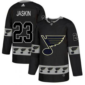 Wholesale Cheap Adidas Blues #23 Dmitrij Jaskin Black Authentic Team Logo Fashion Stitched NHL Jersey