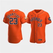 Wholesale Cheap Men's Houston Astros #23 Michael Brantley Orange 60th Anniversary Flex Base Stitched Baseball Jersey