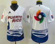 Cheap Youth Puerto Rico Baseball Big Logo White 2023 World Baseball Classic Stitched Jersey