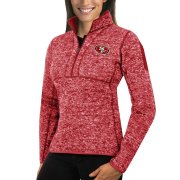 Wholesale Cheap San Francisco 49ers Antigua Women's Fortune Half-Zip Sweater Heather Red