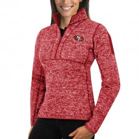 Wholesale Cheap San Francisco 49ers Antigua Women\'s Fortune Half-Zip Sweater Heather Red