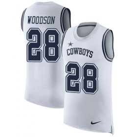 Wholesale Cheap Nike Cowboys #28 Darren Woodson White Men\'s Stitched NFL Limited Rush Tank Top Jersey
