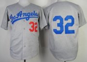 Wholesale Cheap Mitchell And Ness 1963 Dodgers #32 Sandy Koufax Grey Throwback Stitched MLB Jersey