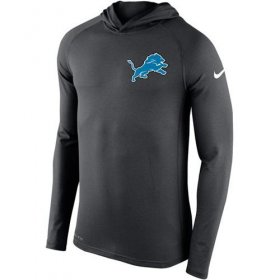 Wholesale Cheap Men\'s Detroit Lions Nike Charcoal Stadium Touch Hooded Performance Long Sleeve T-Shirt