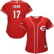 Wholesale Cheap Reds #17 Chris Sabo Red Alternate Women's Stitched MLB Jersey