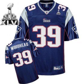 Wholesale Cheap Patriots #39 Danny Woodhead Dark Blue Super Bowl XLVI Embroidered NFL Jersey