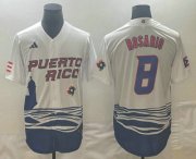 Cheap Men's Puerto Rico Baseball #8 Eddie Rosario 2023 White World Classic Stitched Jerseys