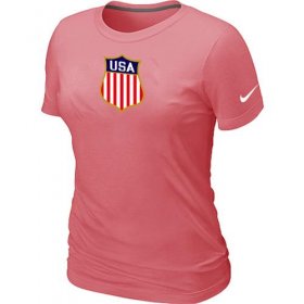 Wholesale Cheap Women\'s Nike Team USA Hockey Winter Olympics KO Collection Locker Room T-Shirt Pink