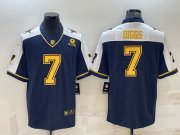 Wholesale Cheap Men's Dallas Cowboys #7 Trevon Diggs Navy Gold Edition With 1960 Patch Limited Stitched Football Jersey