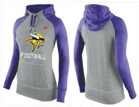 Wholesale Cheap Women\'s Nike Minnesota Vikings Performance Hoodie Grey & Purple_1