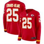 Wholesale Cheap Nike Chiefs #25 Clyde Edwards-Helaire Red Team Color Women's Stitched NFL Limited Therma Long Sleeve Jersey