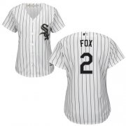Wholesale Cheap White Sox #2 Nellie Fox White(Black Strip) Home Women's Stitched MLB Jersey