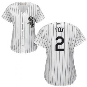 Wholesale Cheap White Sox #2 Nellie Fox White(Black Strip) Home Women\'s Stitched MLB Jersey