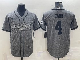 Wholesale Cheap Men\'s Las Vegas Raiders #4 Derek Carr Gray With Patch Cool Base Stitched Baseball Jersey