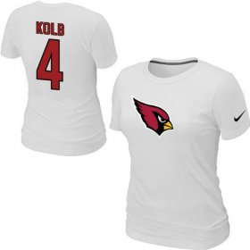 Wholesale Cheap Women\'s Nike Arizona Cardinals #4 Kevin Kolb Name & Number T-Shirt White