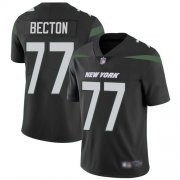 Wholesale Cheap Nike Jets #77 Mekhi Becton Black Alternate Men's Stitched NFL Vapor Untouchable Limited Jersey
