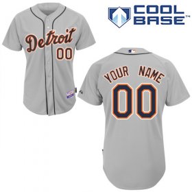 Wholesale Cheap Tigers Personalized Authentic Grey MLB Jersey (S-3XL)