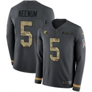 Wholesale Cheap Nike Browns #5 Case Keenum Anthracite Salute to Service Men's Stitched NFL Limited Therma Long Sleeve Jersey