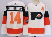 Cheap Men's Philadelphia Flyers #14 Sean Couturier White 2024 Stadium Series Stitched Jersey
