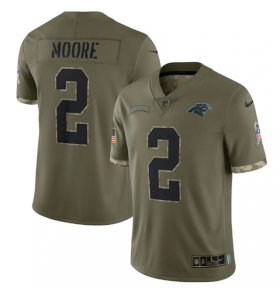 Wholesale Cheap Men\'s Carolina Panthers #2 D. Moore 2022 Olive Salute To Service Limited Stitched Jersey