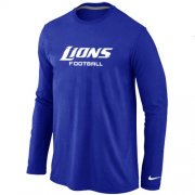 Wholesale Cheap Nike Detroit Lions Authentic Font Long Sleeve T-Shirt Blue