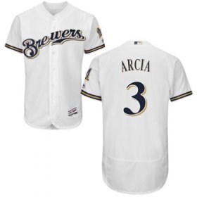 Wholesale Cheap Brewers #3 Orlando Arcia White Flexbase Authentic Collection Stitched MLB Jersey