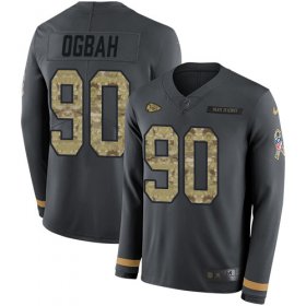 Wholesale Cheap Nike Chiefs #90 Emmanuel Ogbah Anthracite Salute to Service Men\'s Stitched NFL Limited Therma Long Sleeve Jersey