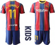Wholesale Cheap Youth 2020-2021 club Barcelona home 11 red Soccer Jerseys