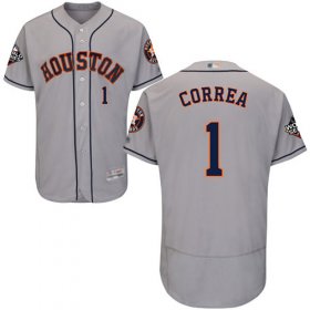 Wholesale Cheap Astros #1 Carlos Correa Grey Flexbase Authentic Collection 2019 World Series Bound Stitched MLB Jersey