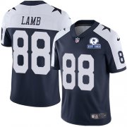Wholesale Cheap Nike Cowboys #88 CeeDee Lamb Navy Blue Thanksgiving Men's Stitched With Established In 1960 Patch NFL Vapor Untouchable Limited Throwback Jersey