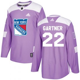 Wholesale Cheap Adidas Rangers #22 Mike Gartner Purple Authentic Fights Cancer Stitched NHL Jersey
