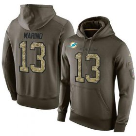 Wholesale Cheap NFL Men\'s Nike Miami Dolphins #13 Dan Marino Stitched Green Olive Salute To Service KO Performance Hoodie