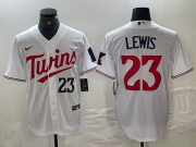 Cheap Men's Minnesota Twins #23 Royce Lewis Number White Stitched MLB Cool Base Nike Jersey