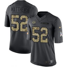 Wholesale Cheap Nike Packers #52 Clay Matthews Black Youth Stitched NFL Limited 2016 Salute to Service Jersey