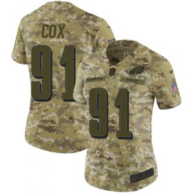 Wholesale Cheap Nike Eagles #91 Fletcher Cox Camo Women\'s Stitched NFL Limited 2018 Salute to Service Jersey
