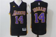 Wholesale Cheap Men's Los Angeles Lakers #14 Brandon Ingram Black With Purple Revolution 30 Swingman Basketball Jersey