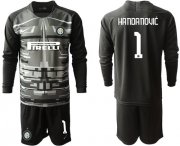 Wholesale Cheap Inter Milan #1 Handanovic Black Goalkeeper Long Sleeves Soccer Club Jersey