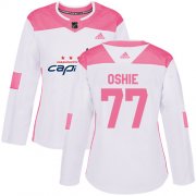 Wholesale Cheap Adidas Capitals #77 T.J. Oshie White/Pink Authentic Fashion Women's Stitched NHL Jersey