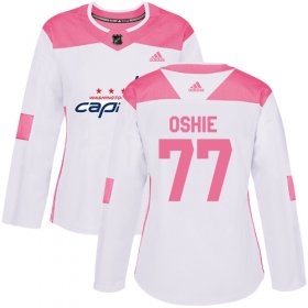 Wholesale Cheap Adidas Capitals #77 T.J. Oshie White/Pink Authentic Fashion Women\'s Stitched NHL Jersey