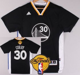 Wholesale Cheap Men\'s Golden State Warriors #30 Stephen Curry Black Short-Sleeved 2016 The NBA Finals Patch Jersey