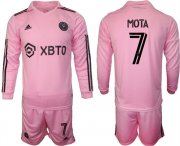 Cheap Men's Inter Miami CF #7 Mota 2023-24 Pink Home Soccer Jersey Suit