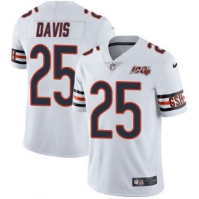 Wholesale Cheap Nike Bears #25 Mike Davis White Men\'s 100th Season Stitched NFL Vapor Untouchable Limited Jersey