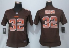 Wholesale Cheap Nike Browns #32 Jim Brown Brown Team Color Women\'s Stitched NFL Elite Strobe Jersey